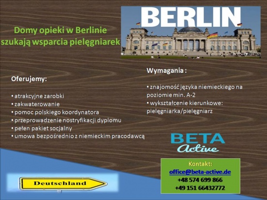 Pielęgniarka – praca w Berlinie w Domu Opieki